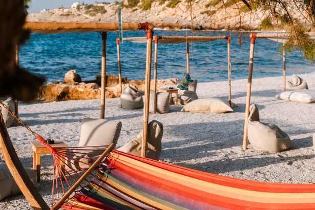 Beach in Rethymnon with hammock