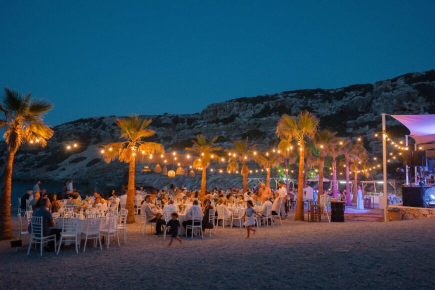 Wedding in the night by the beach